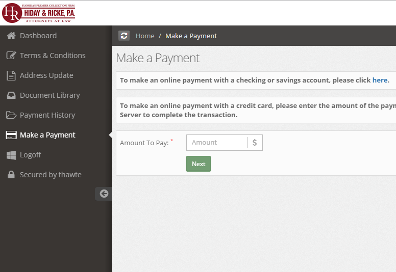 payment dashboard
